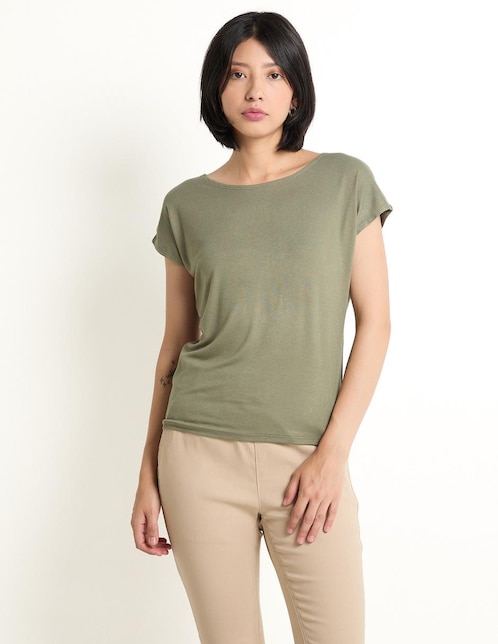 Playera manga corta cuello redondo para mujer 1