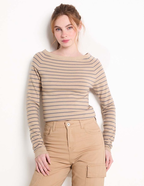 Suéter cuello ojal para mujer 1