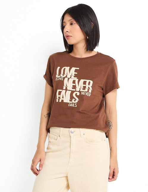 Playera manga corta Non Stop cuello redondo para mujer