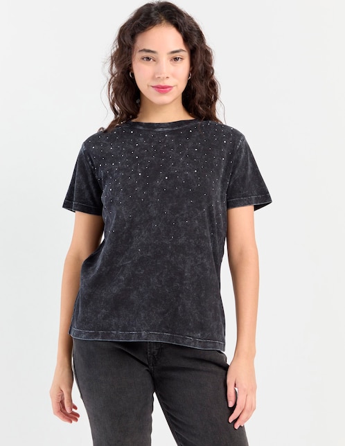 Playera manga corta cuello redondo para mujer 1