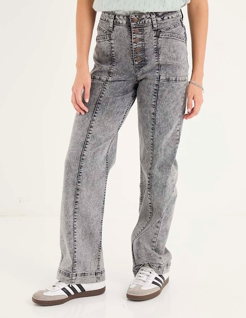 Jeans relaxed wide leg para mujer 1