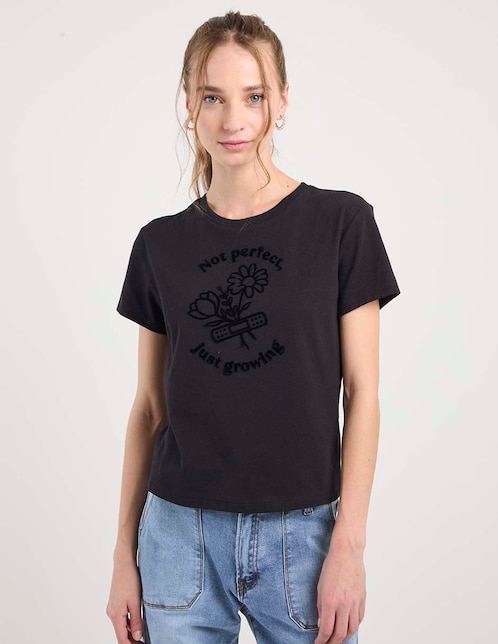 Playera manga corta cuello redondo para mujer 1