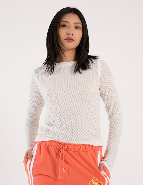 Playera manga larga cuello redondo para mujer 1