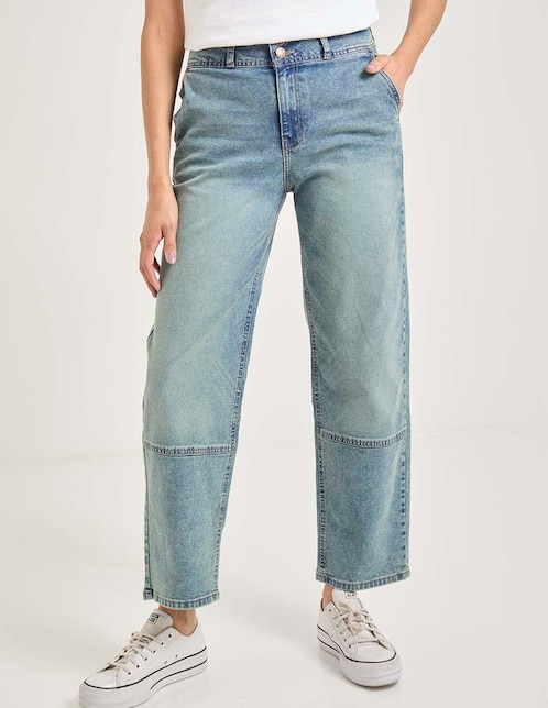Jeans capri amplio corte cintura 1
