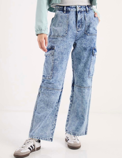 Jeans cargo relajado para mujer 1