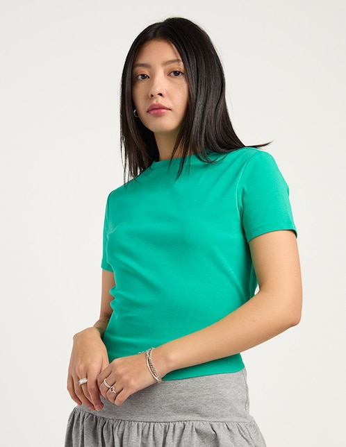 Playera manga corta cuello redondo para mujer 1