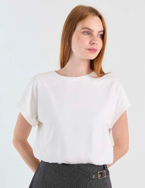 Playera manga corta cuello redondo para mujer 1