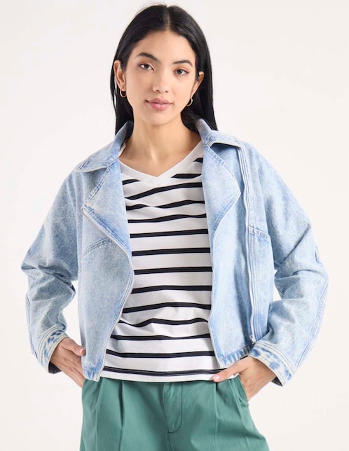 Chamarra denim de mezclilla para mujer 1