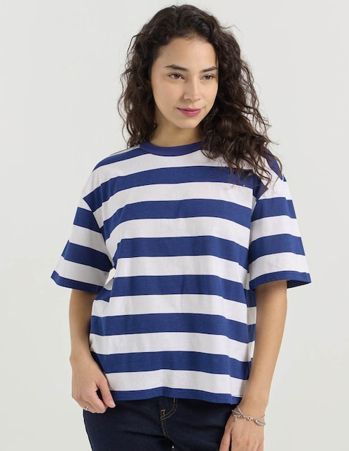 Playera manga al codo cuello redondo para mujer 1