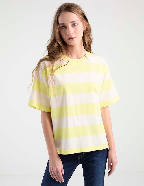 Playera manga al codo cuello redondo para mujer 1