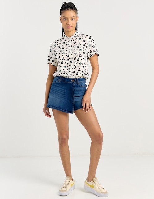 Falda short mini Non Stop de mezclilla a la cintura