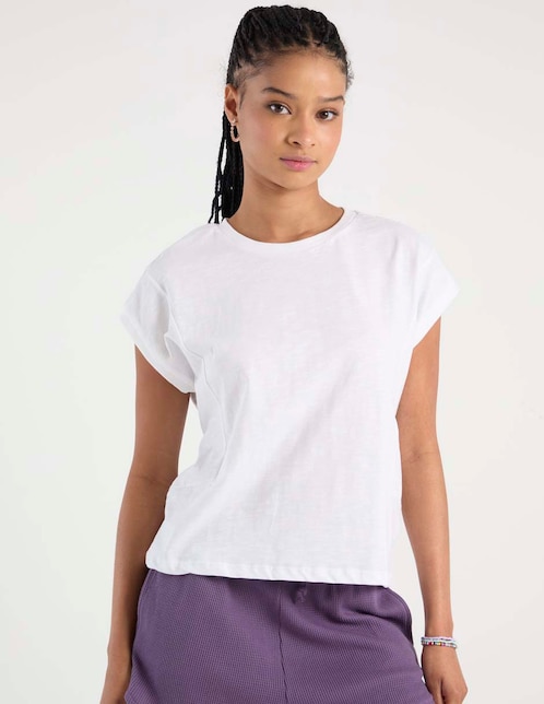 Playera manga corta cuello redondo para mujer 1