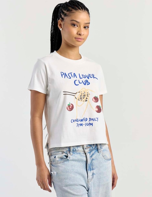 Blusa manga corta cuello redondo para mujer 1