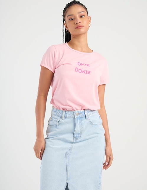 Playera manga corta cuello redondo para mujer 1