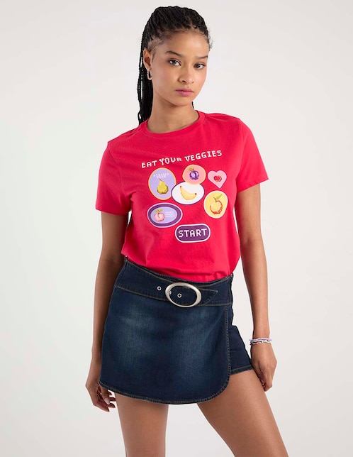 Falda short mini de mezclilla a la cintura 1