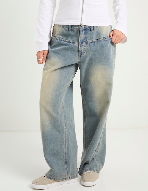 Jeans relaxed amplio cintura para mujer 1