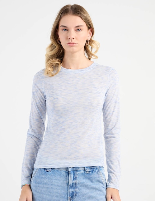 Playera manga larga cuello redondo para mujer 1