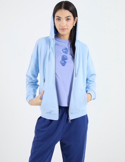 Sudadera con capucha y bolsa para mujer 1