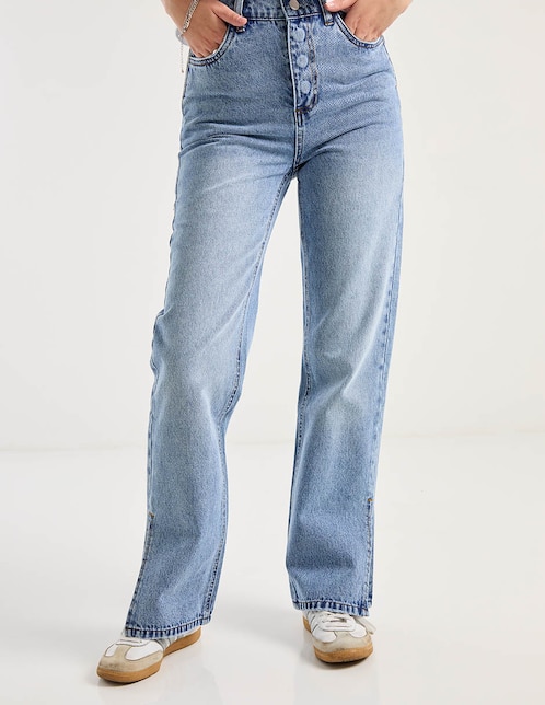 Jeans amplio corte cintura para mujer 1