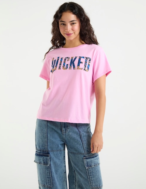 Playera manga corta Wicked cuello redondo para mujer 1