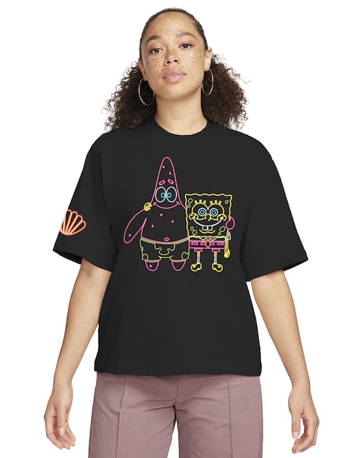Playera manga al codo Nickelodeon cuello redondo para mujer