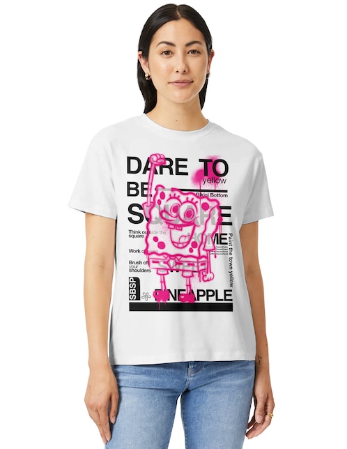 Playera manga corta Nickelodeon cuello redondo para mujer