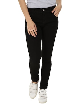 Jeans Skinny Non Stop Lavado Obscuro Corte Cintura Para Mujer