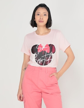 Disney Camiseta con cuello en V Minnie Mouse para mujer