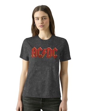 Playera Manga Corta Bravado AC/DC Cuello Redondo Para Mujer