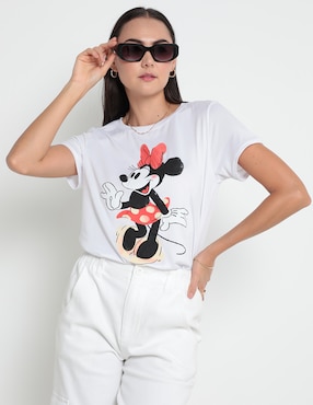 Playera Manga Corta Disney Dtr Minnie Mouse Cuello Redondo Para Mujer