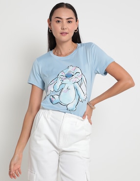 Playera Manga Corta Disney Dtr Stitch Cuello Redondo Para Mujer