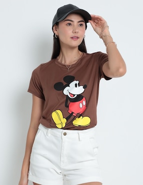 Playera Manga Corta Disney Dtr Mickey Mouse Cuello Redondo Para Mujer