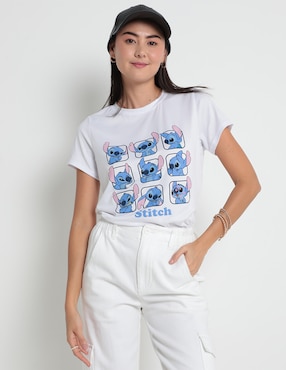 Playera Manga Corta Disney Dtr Stitch Cuello Redondo Para Mujer