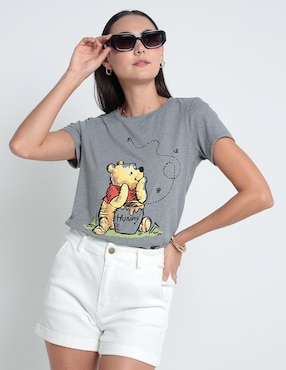 Playera Manga Corta Disney Dtr Winnie Pooh Cuello Redondo Para Mujer