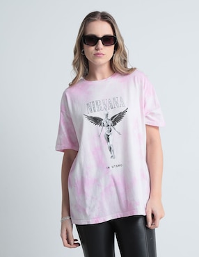 Playera Manga Corta Nirvana Cuello Redondo Para Mujer