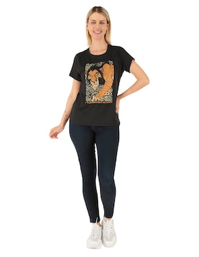 Playera Manga Corta Disney Dtr El Rey León Cuello Redondo Para Mujer