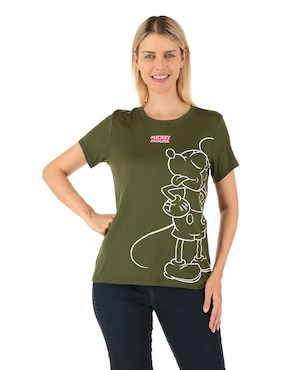 Playera Manga Corta Disney Dtr Mickey Mouse Cuello Redondo Para Mujer