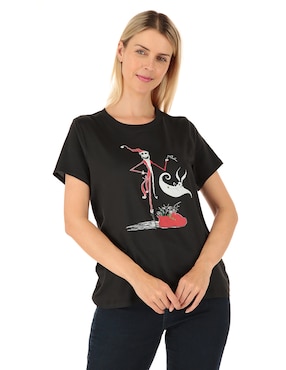 Playera Manga Corta Disney Dtr The Nightmare Before Christmas Cuello Redondo Para Mujer