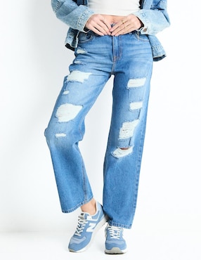 Jeans Straight Non Stop Corte Cintura Para Mujer