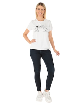 Playera Manga Corta Disney 101 Dálmatas Cuello Redondo Para Mujer