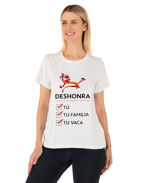 Playera Manga Corta Disney DTR Mushu Cuello Redondo Para Mujer