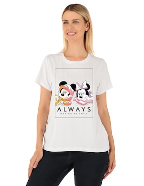 Playera Manga Corta Disney DTR Cuello Redondo Para Mujer