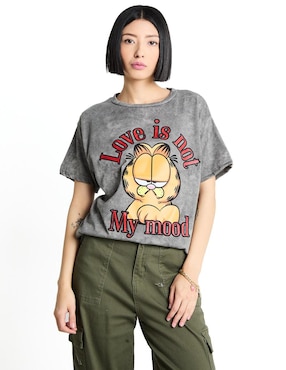 Playera Manga Corta Paramount Garfield Cuello Redondo Para Mujer