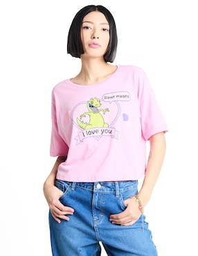 Playera Manga Corta Nickelodeon Reptar Cuello Redondo Para Mujer