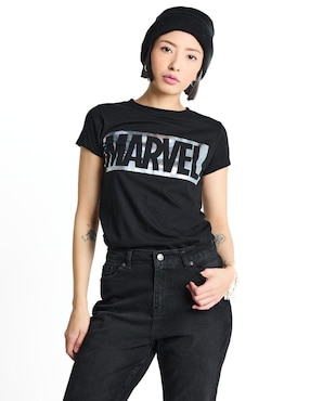 Playera Manga Corta Marvel DTR Cuello Redondo Para Mujer