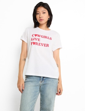 Playera manga corta Non Stop cuello redondo para mujer