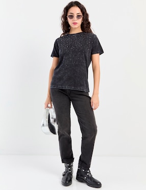 Playera manga corta Non Stop cuello redondo para mujer