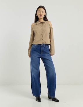Blusa camisera Non Stop manga larga para mujer
