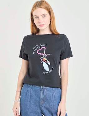 Playera manga corta Non Stop cuello redondo para mujer