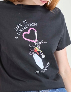Playera manga corta Non Stop cuello redondo para mujer